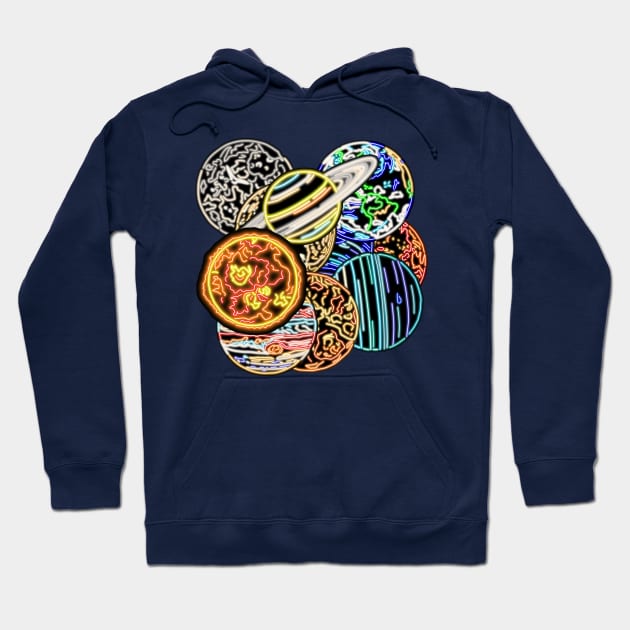 Electric Solar System Space Marbles Hoodie by gkillerb